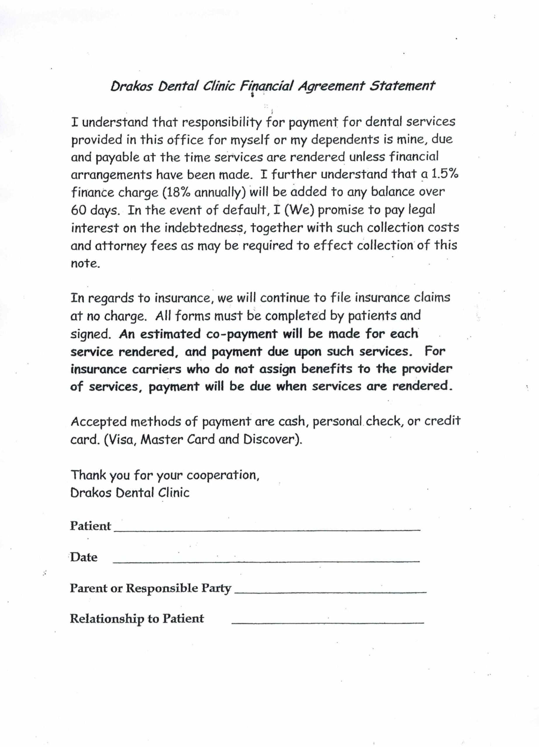 Dental Payment Plan Agreement Template