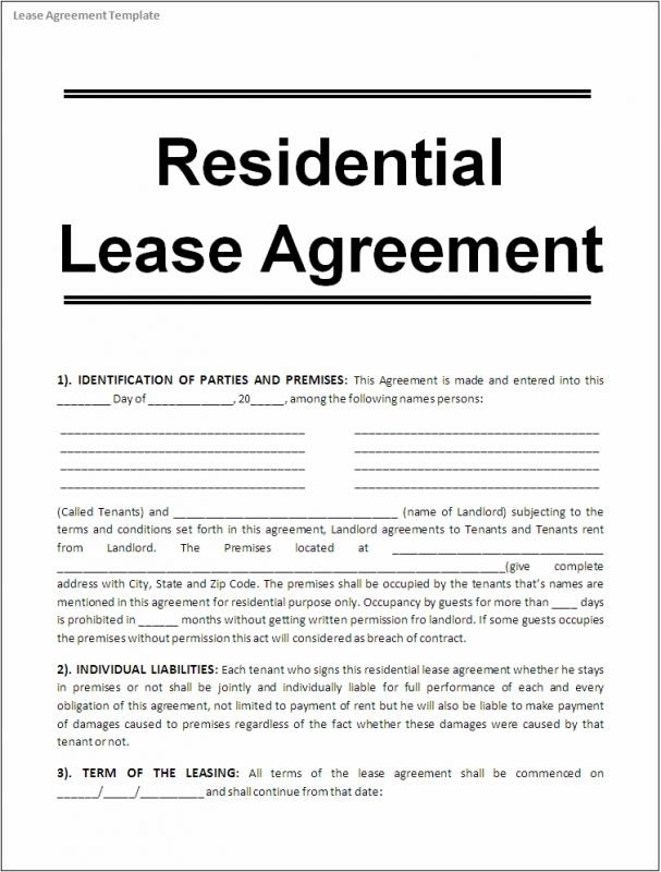 Downloadable Free Printable Lease Agreement