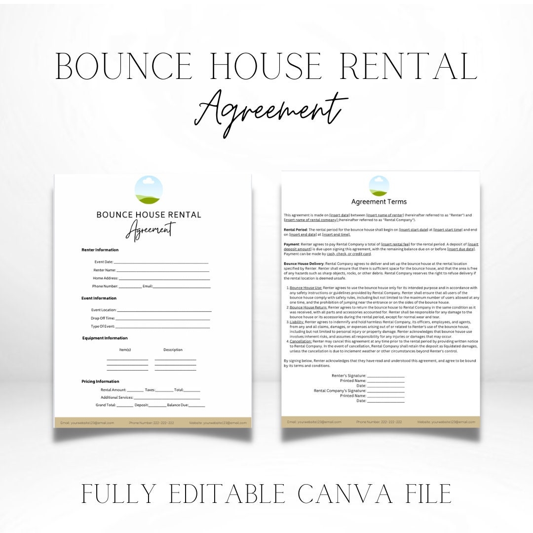 Downloadable Printable Bounce House Rental Agreement