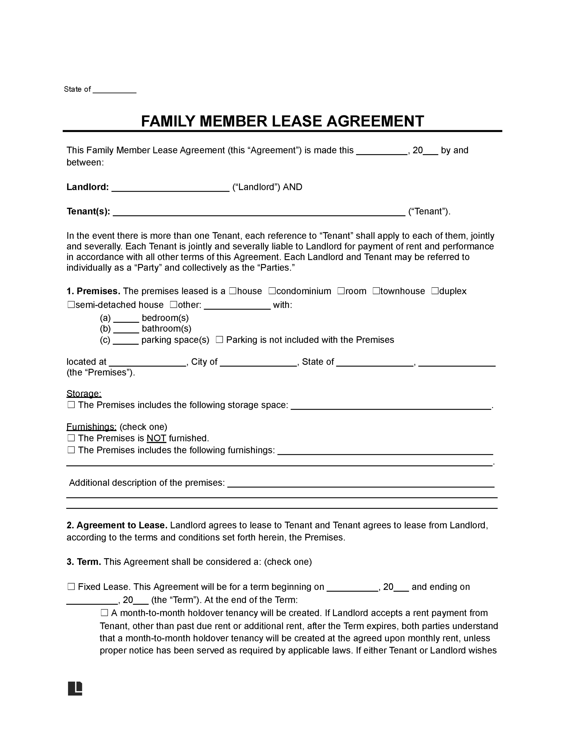 Family Member Printable Rental Agreement Template Printables Template 