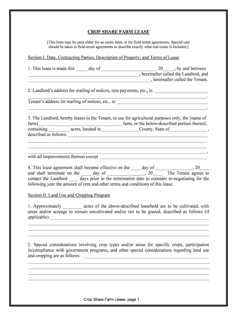 Farm Lease Agreement Fill Online Printable Fillable Blank PdfFiller