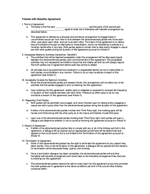 Fillable Online Friends With Benefits Agreement I Terms Of Agreement A 