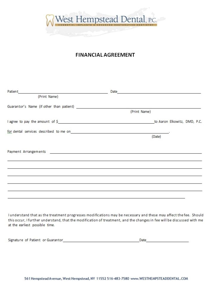 Financial Agreement Form Free Word Excel Templates