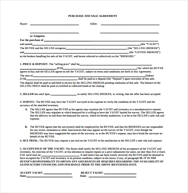 FREE 10 Sample Boat Purchase Agreement Templates In PDF MS Word 