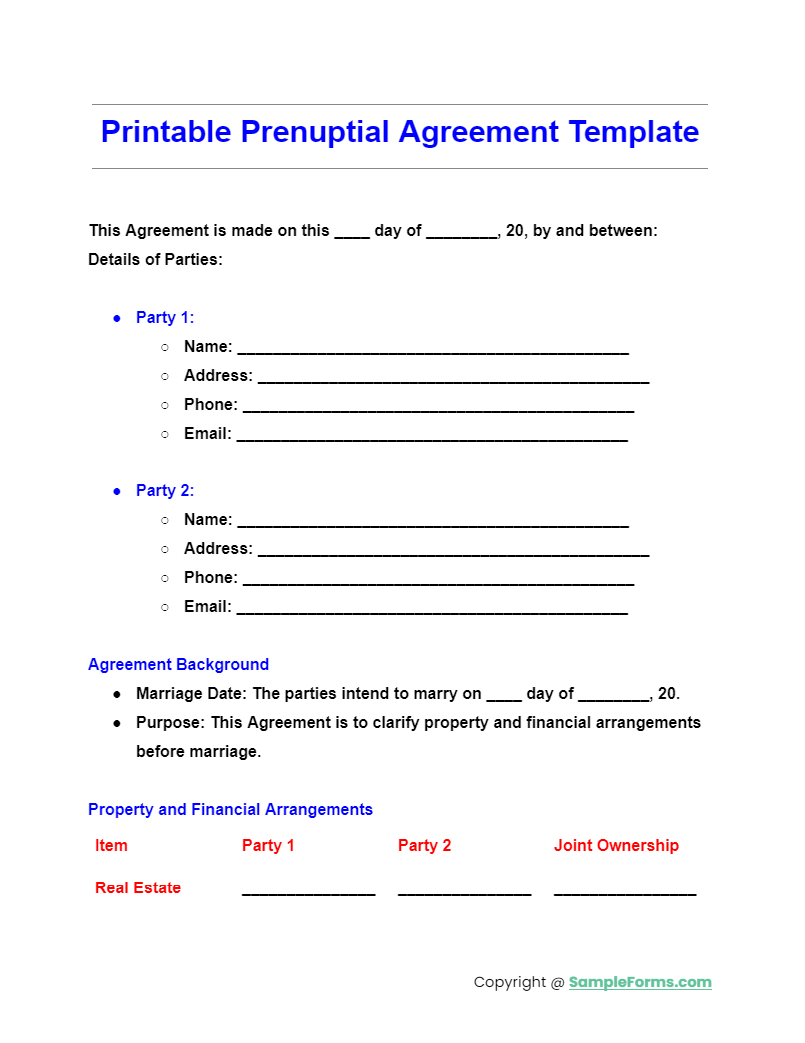 FREE 11 Prenuptial Agreement Form Samples PDF MS Word Google Docs