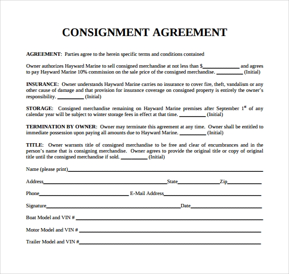 FREE 11 Sample Consignment Agreement Templates In PDF MS Word 