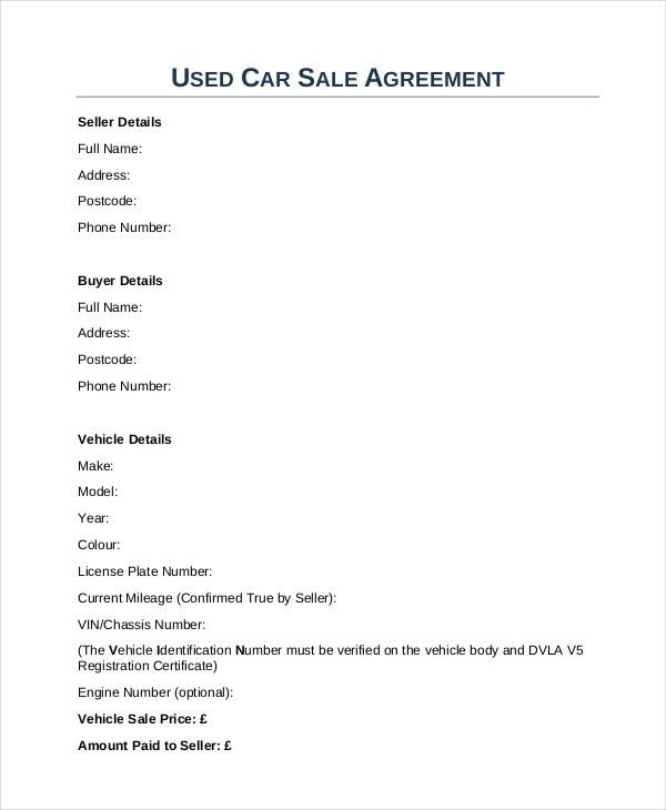FREE 12 Car Sale Contract Form Samples PDF MS Word Google Docs