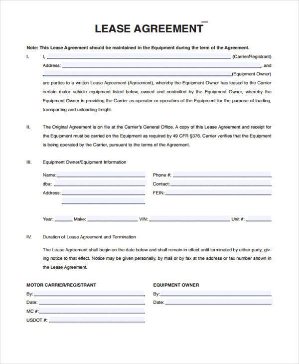 FREE 13 Truck Lease Agreement Samples PDF MS Word Google Docs