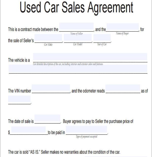 FREE 14 Vehicle Sales Agreement Samples In PDF Word Google Docs Pages