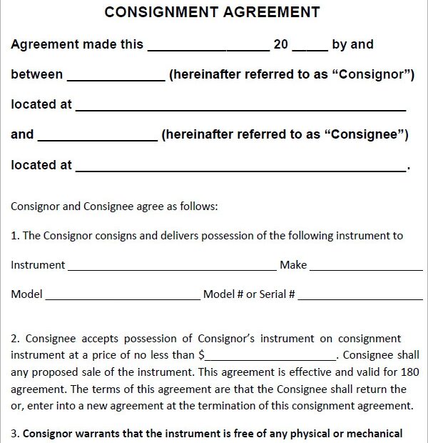 FREE 18 Sample Consignment Agreement Templates In Google Docs MS
