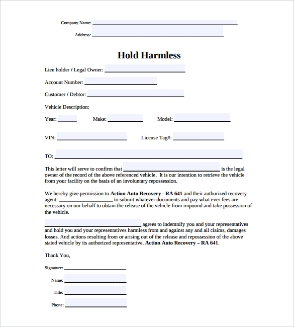 FREE 24 Sample Hold Harmless Agreement Templates In Google Docs MS 