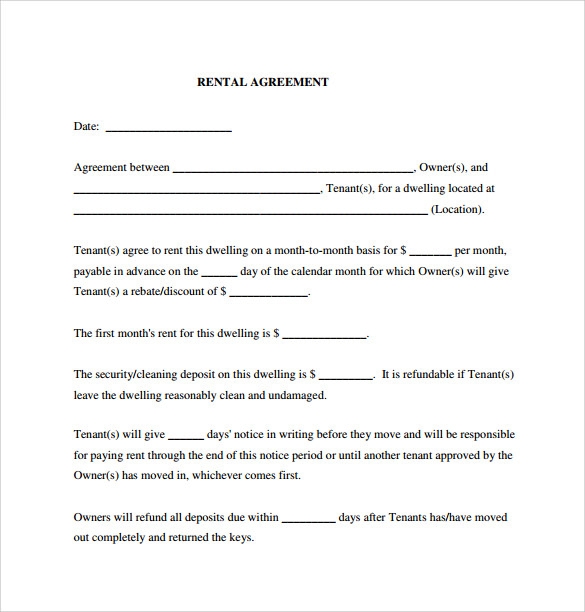 FREE 6 Sample Generic Rental Agreement Templates In PDF MS Word