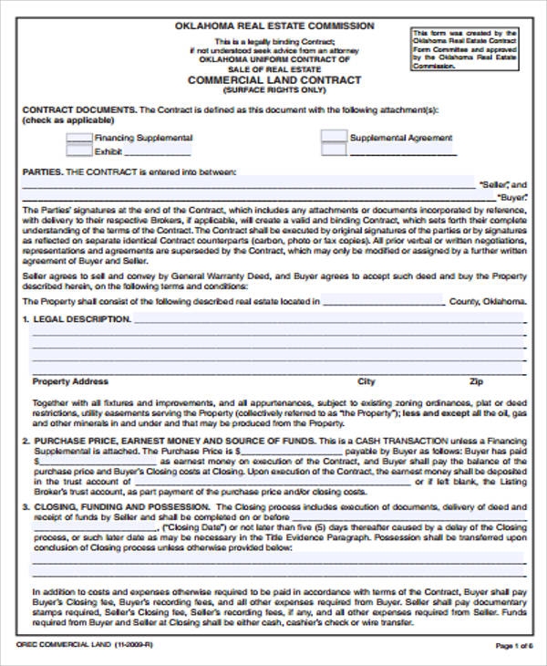 FREE 9 Sample Land Contract Agreement Templates In MS Word PDF