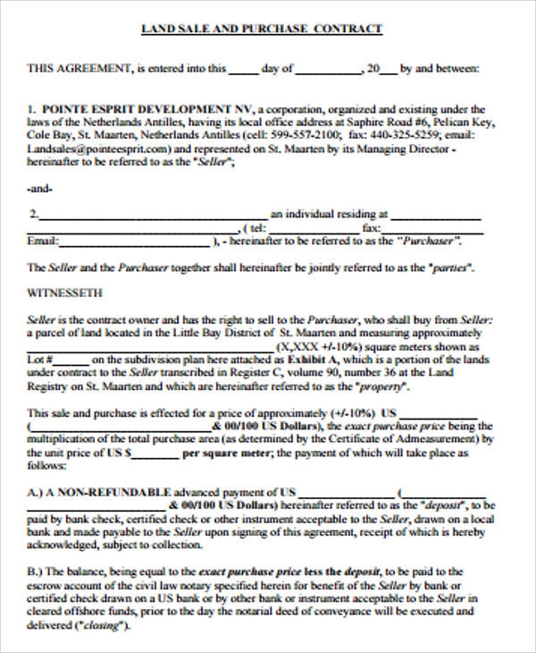 FREE 9 Sample Land Contract Agreement Templates In MS Word PDF