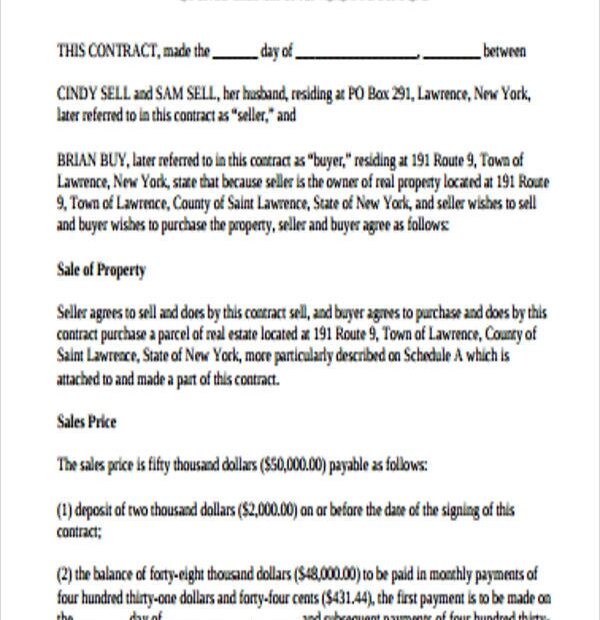 FREE 9 Sample Land Contract Agreement Templates In MS Word PDF