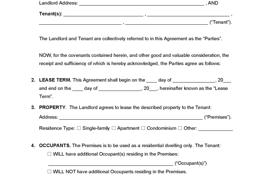Free Alabama Standard Residential Lease Agreement Template PDF Word