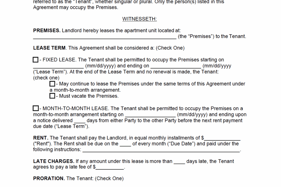 Free Apartment Lease Agreement Template PDF Word