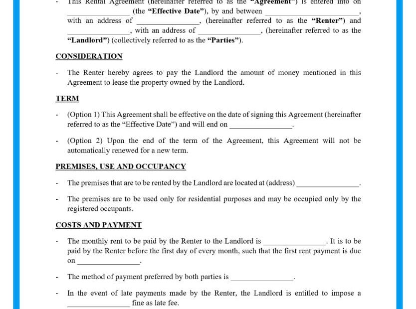 Free Basic Rental Agreement Template