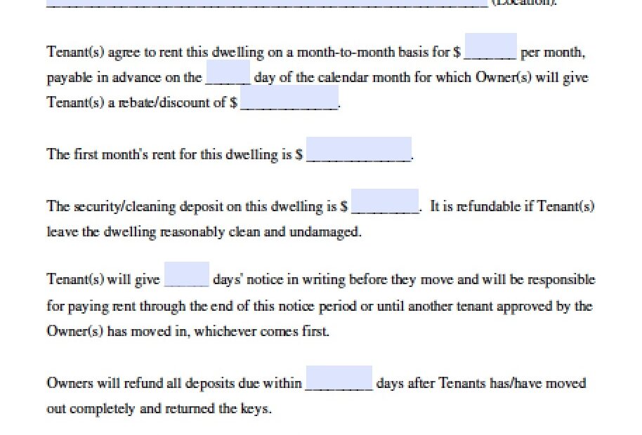 Free California Month to Month Lease Agreement PDF Word doc