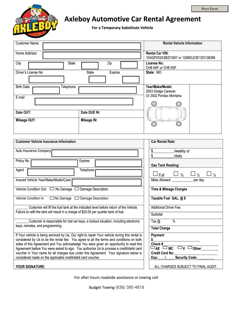 Free Car Rental Agreement Pdf Fill Out Sign Online DocHub