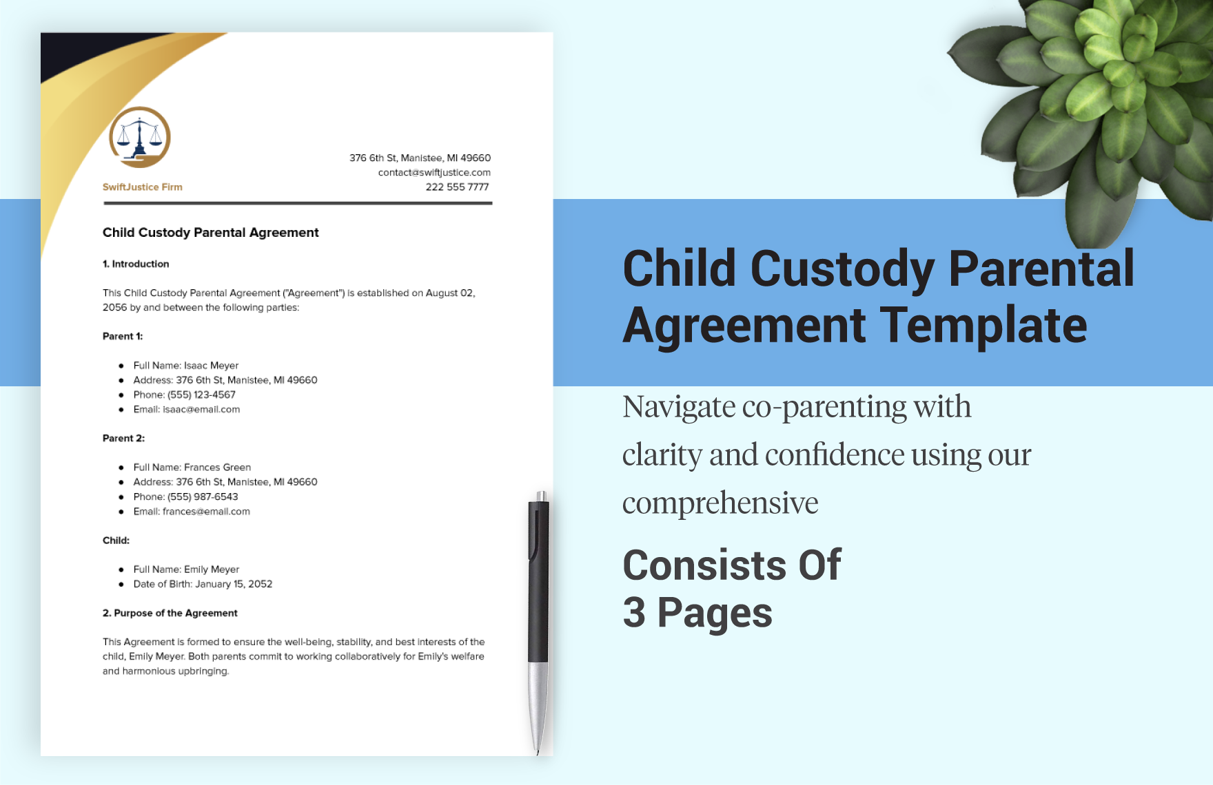 Free Child Custody Agreement Templates Editable And Printable