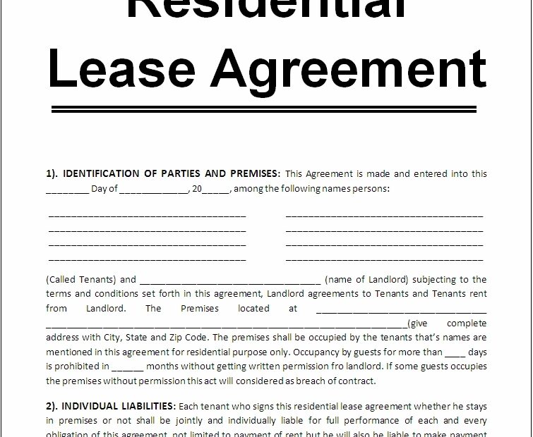 Free Fillable Printable Lease Agreement Form