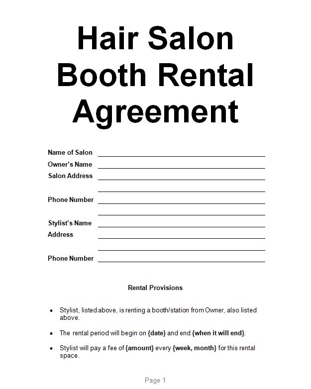 Free Fillable Salon Booth Rental Agreement Pdf Templates Secure Your 