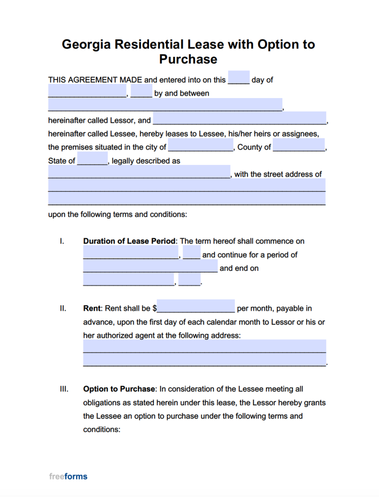 Free Georgia Rental Lease Agreement Templates PDF WORD