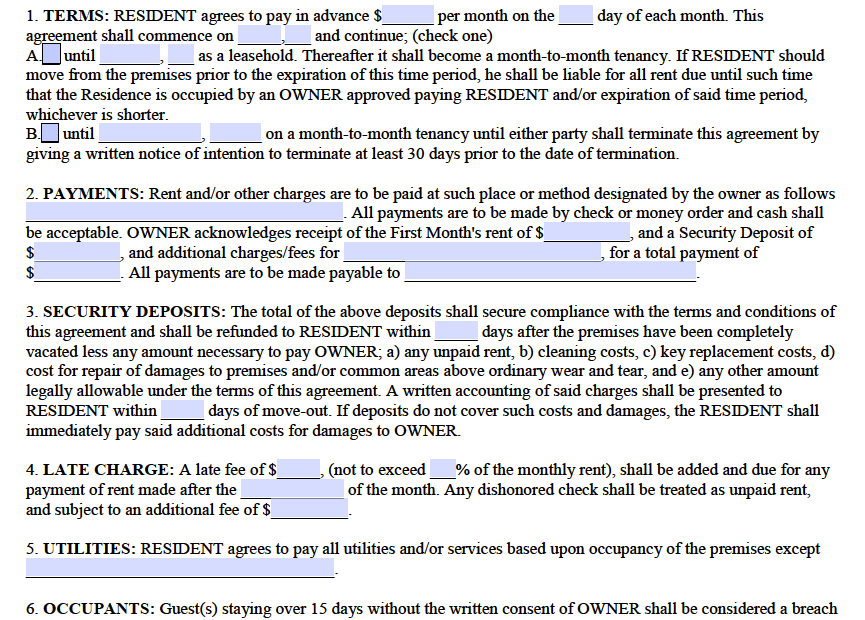 Free Georgia Standard Residential Lease Agreement Template PDF WORD