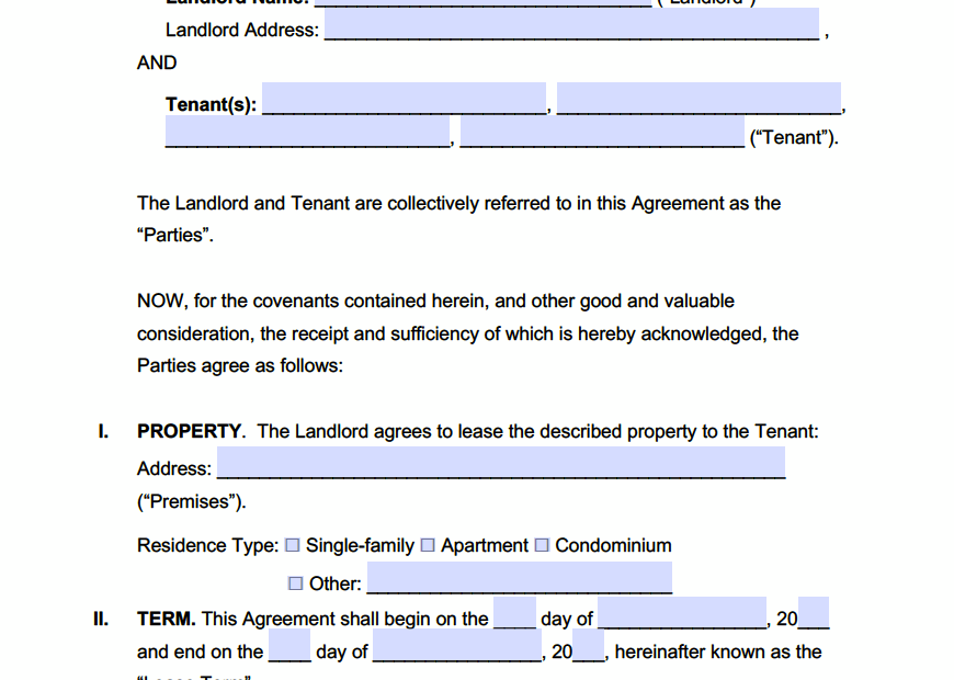 Free Georgia Standard Residential Lease Agreement Template PDF WORD