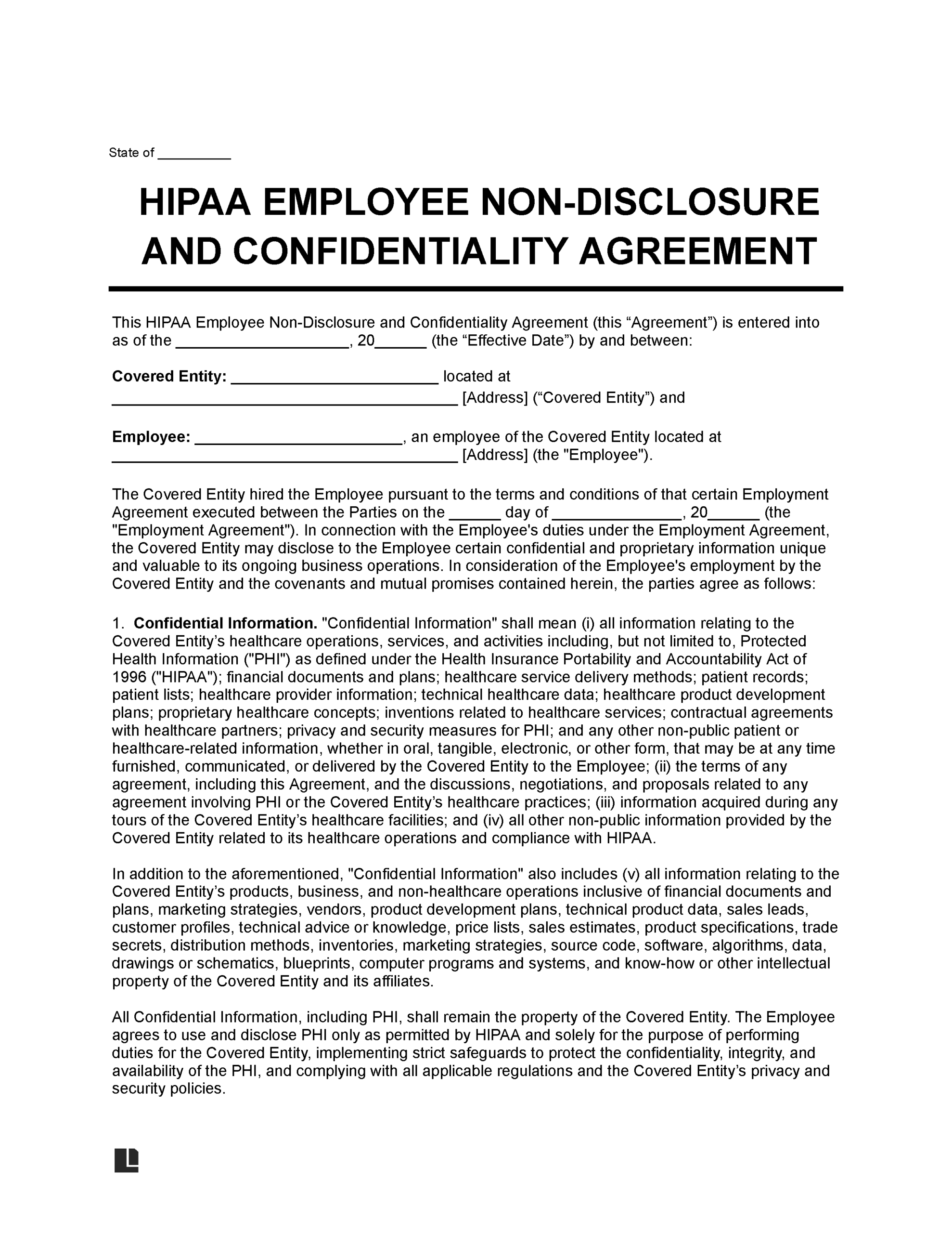 Free HIPAA Employee Confidentiality Agreement Template PDF Word