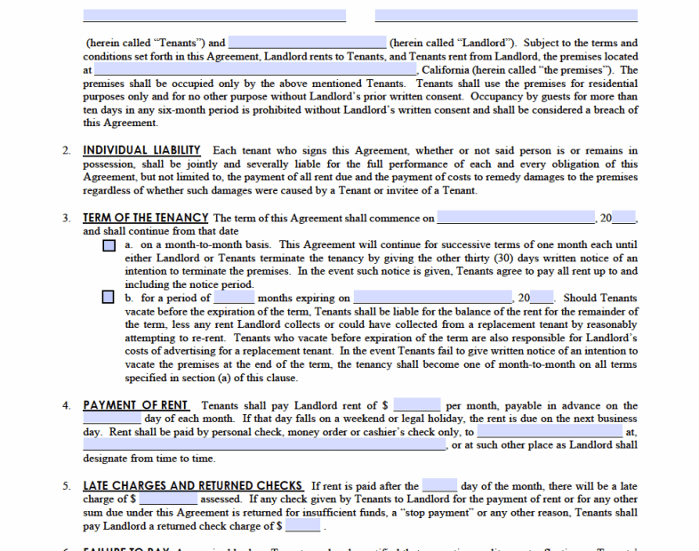 Free Indiana Standard Residential Lease Agreement Template PDF WORD