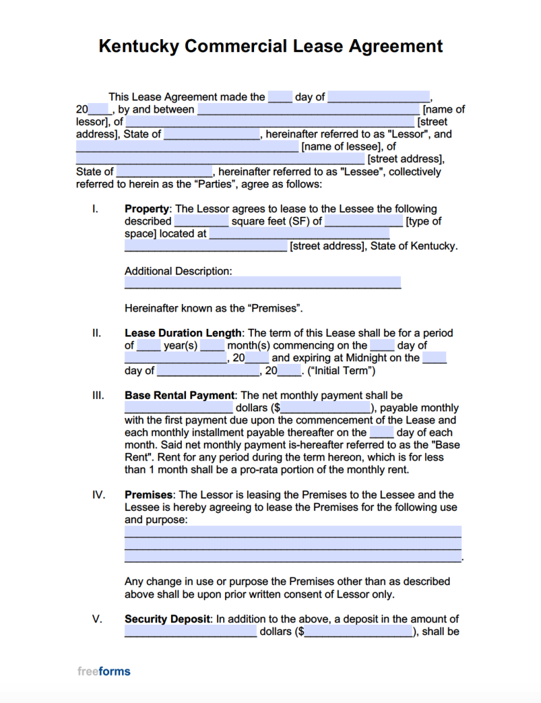 Free Kentucky Rental Lease Agreement Templates PDF WORD
