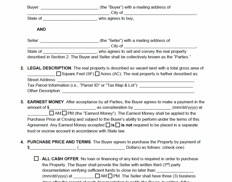 Free Land Purchase Agreement PDF Word