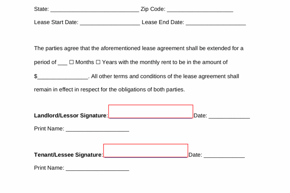 Free Lease Extension Agreement Residential Commercial PDF Word