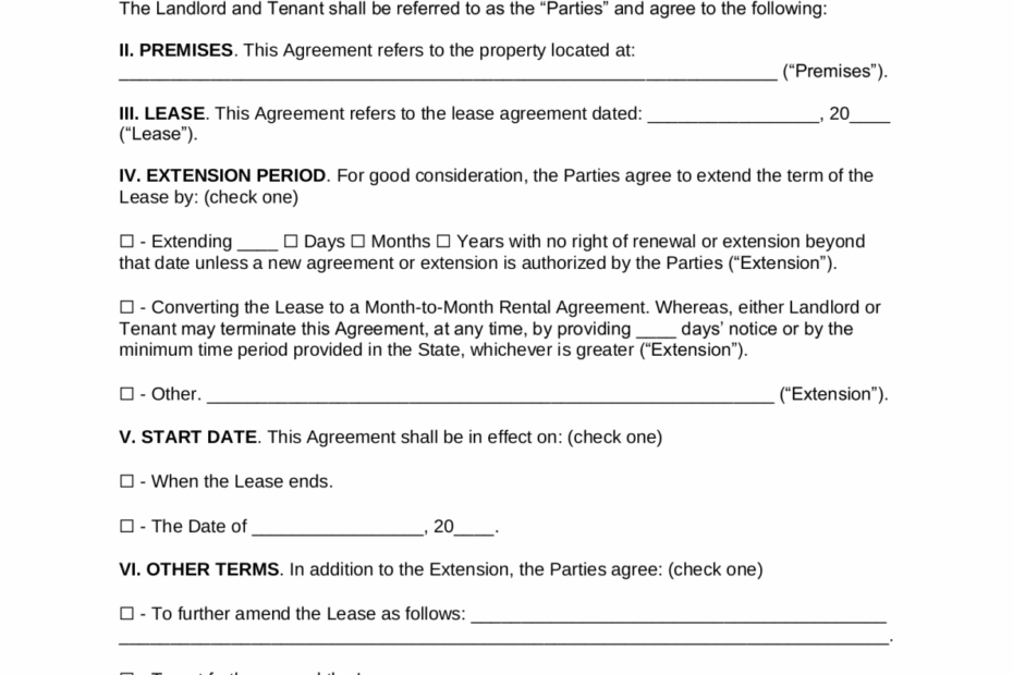 Free Lease Renewal Extension Agreement PDF Word EForms