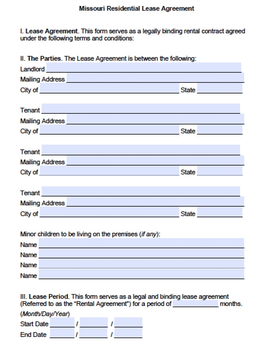 Free Missouri Rental Agreement Template
