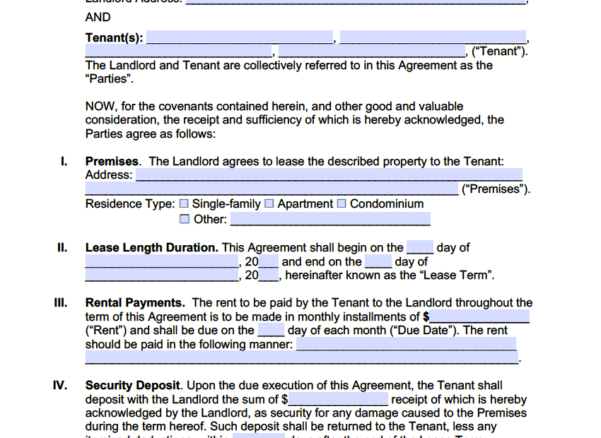 Free Missouri Standard Residential Lease Agreement Template PDF WORD