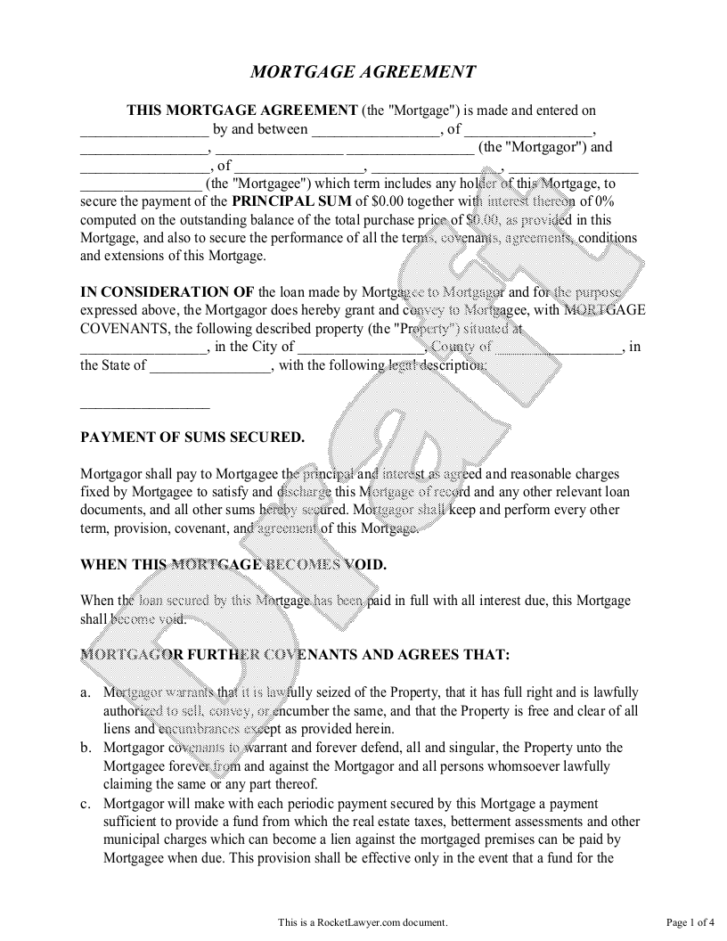 Free Mortgage Agreement Template FAQs Rocket Lawyer