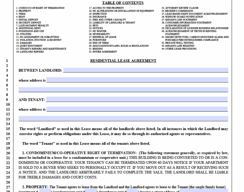 Free New Jersey Rental Lease Agreement Templates PDF