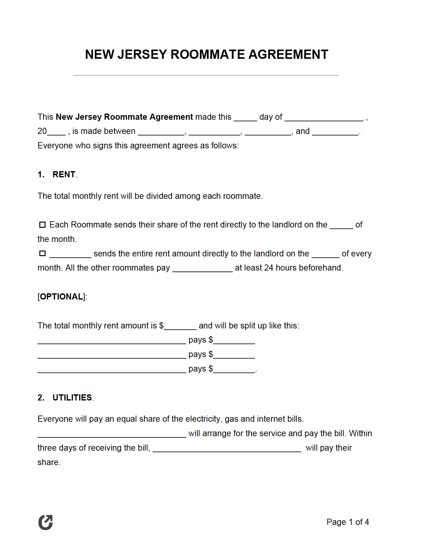 Free New Jersey Rental Lease Agreement Templates PDF WORD