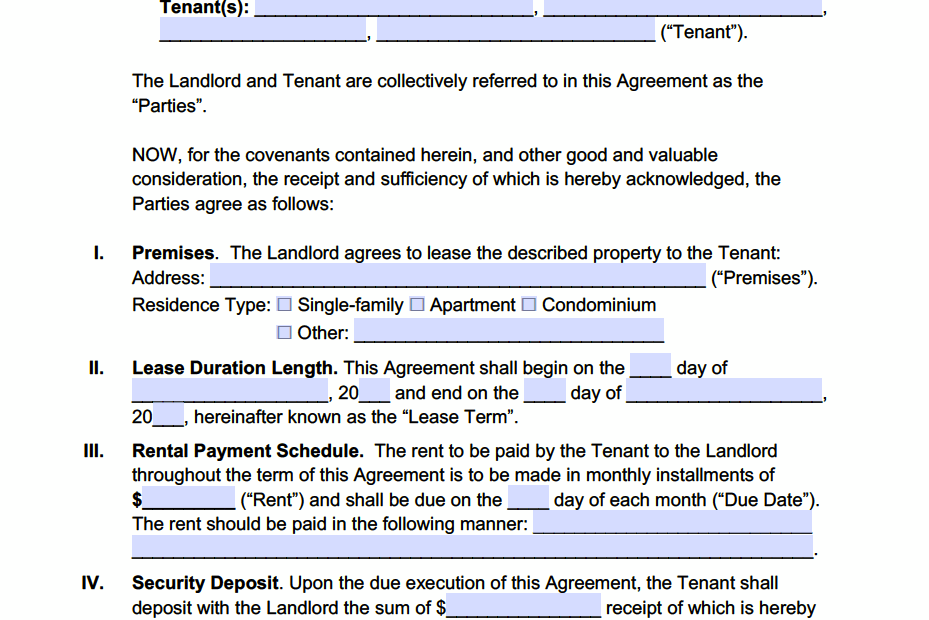 Free New Mexico Standard Residential Lease Agreement Template PDF WORD