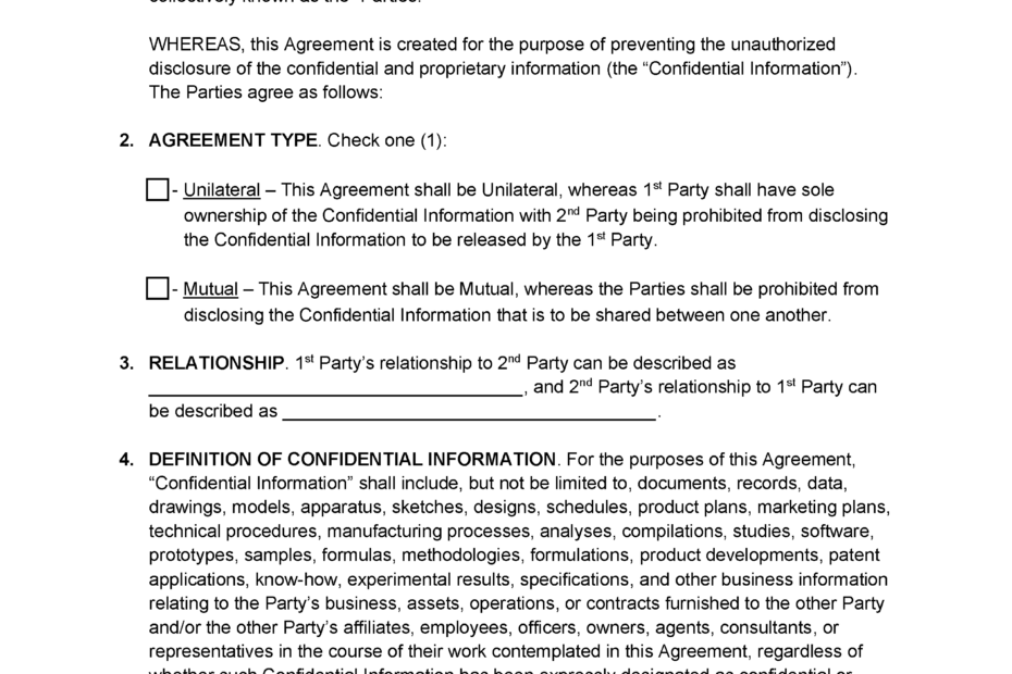 Free Non Disclosure Agreement NDA Template PDF Word