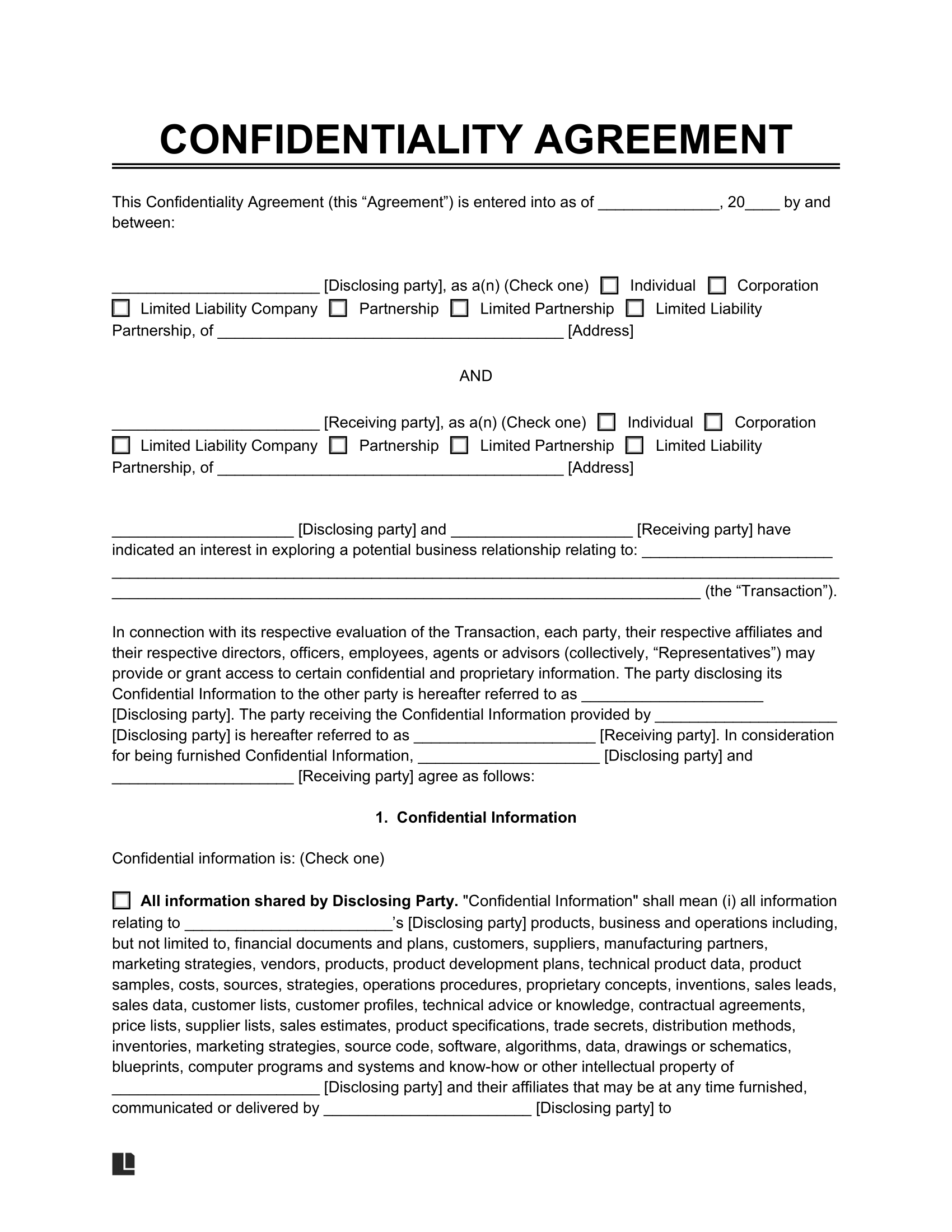 Free Non Disclosure Agreement Template Create NDA Form Online