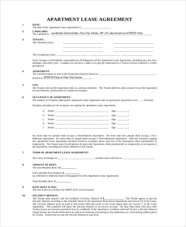 FREE Printable 1 Year Lease Agreement Printable Lease Agreement