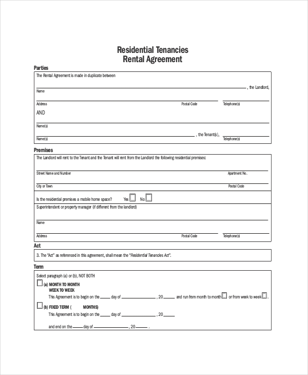 Free Printable Apartment Lease Agreement