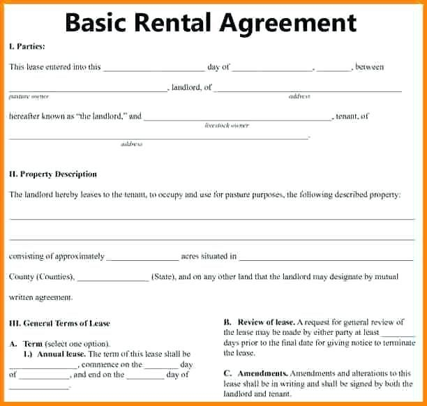 Free Printable Basic Rental Agreement Word