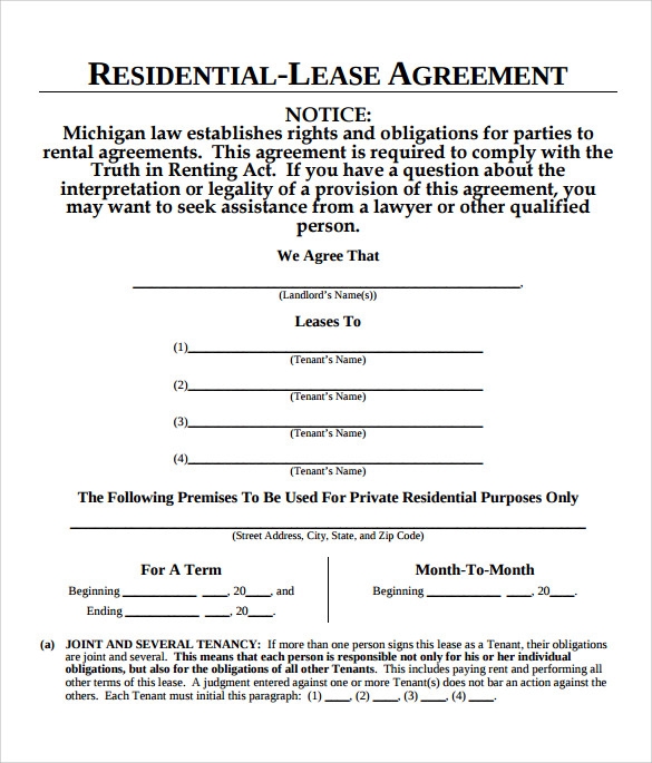Free Printable Blank Residential Lease Agreement Forms Printable 