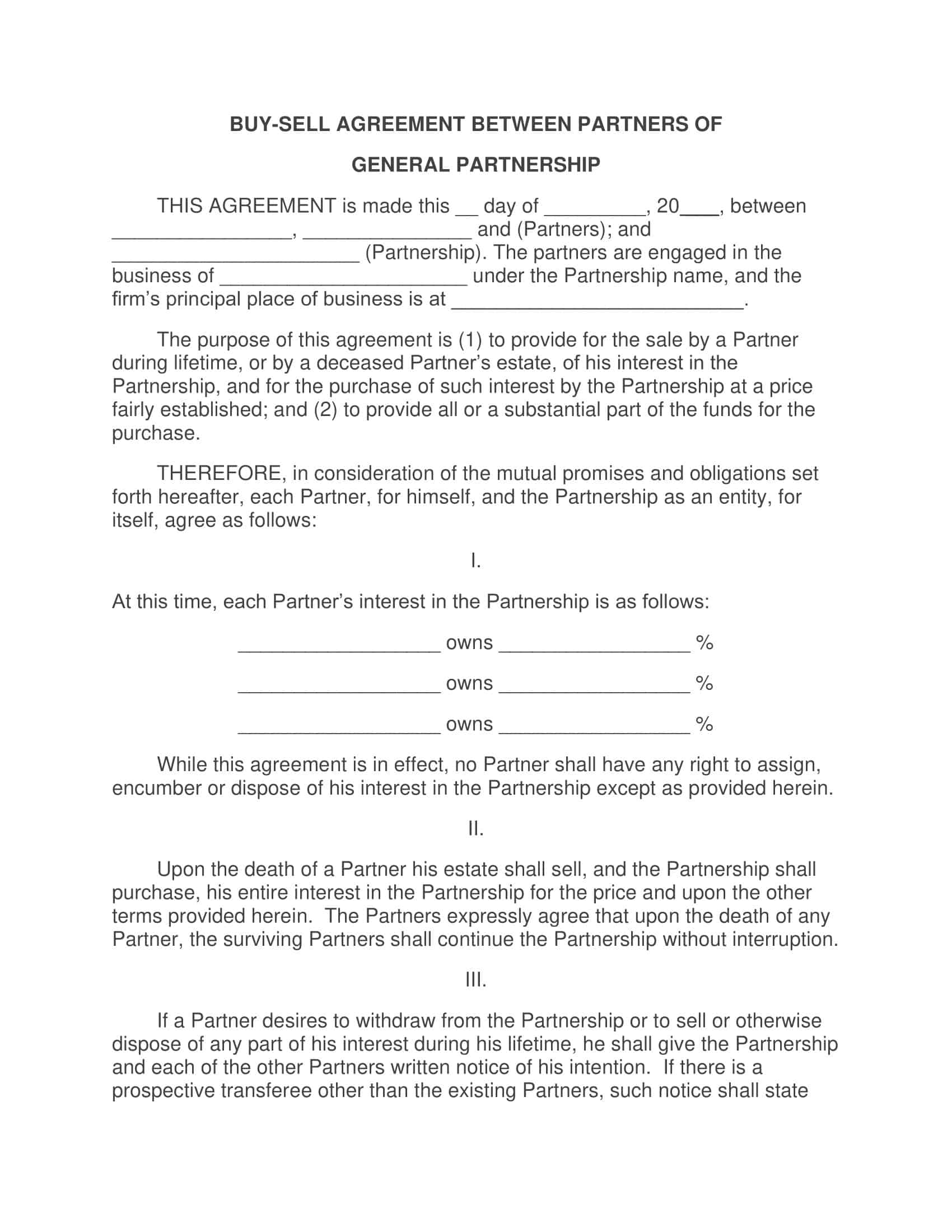 Free Printable Buy Sell Agreement Template Word PDF Simple
