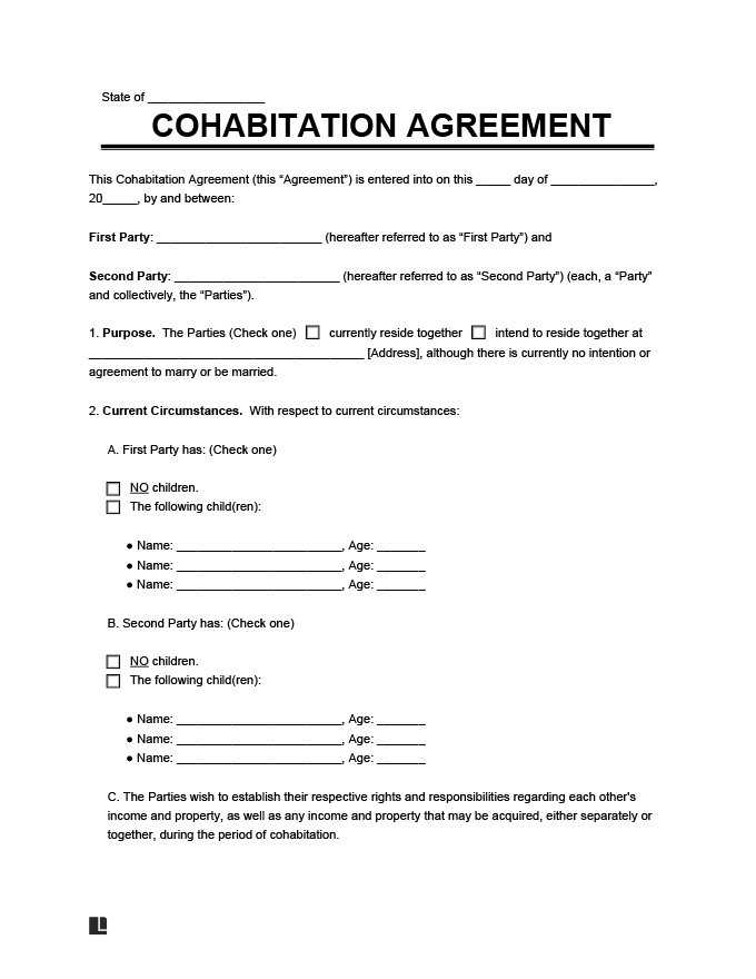 Free Printable Cohabitation Agreement